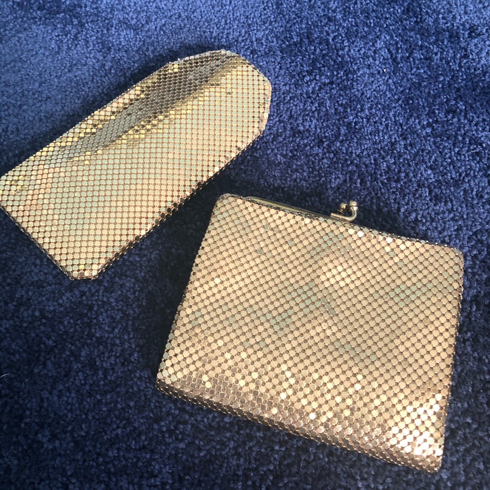 Gold mesh wallet & eye glass case